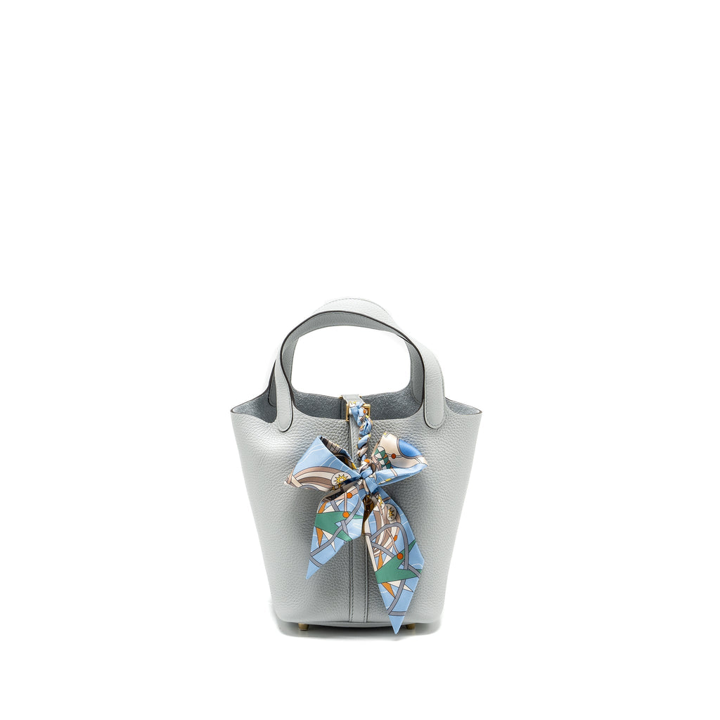 HERMES PICOTIN 18 CLEMENCE BLUE PALE GHW