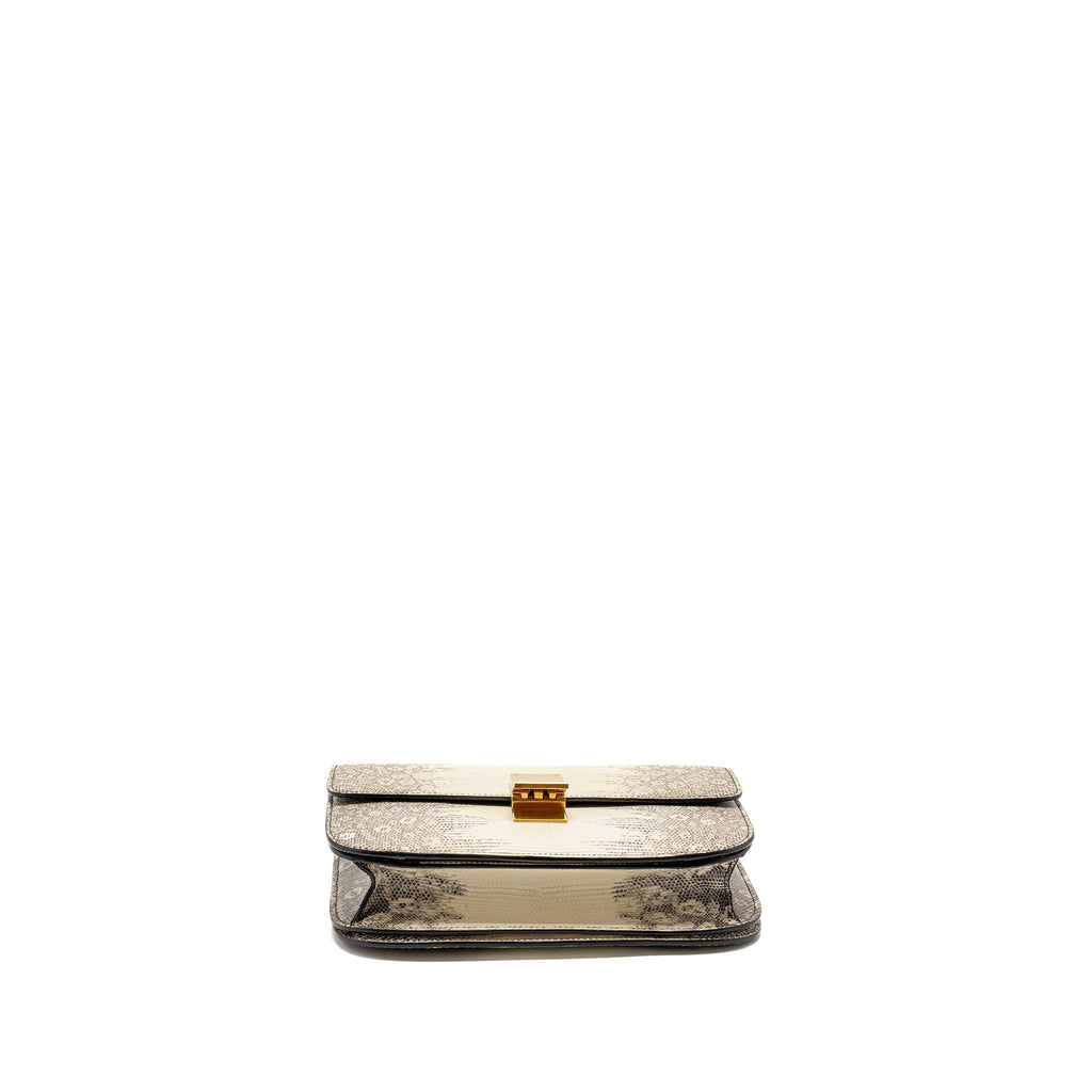 CELINE MEDIUM CLASSIC BOX BAG LIZARD NATURAL GHW