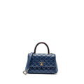 CHANEL SMALL COCO HANDLE WITH LIZARD EMBOSSED HANDLE CAVIAR NAVY LGHW(MICROCHIP)