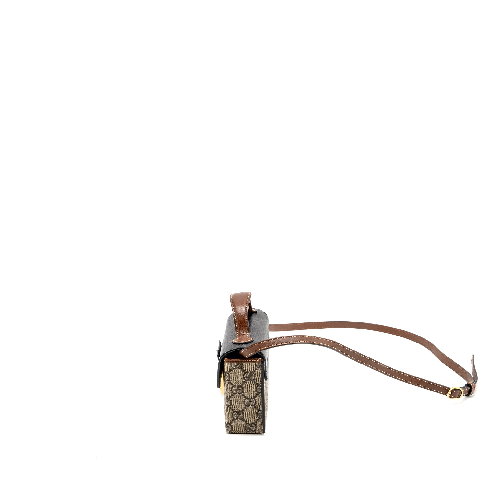 GUCCI MINI PADLOCK TOP HANDLE SHOULDER BAG GG SUPREME CANVAS GHW