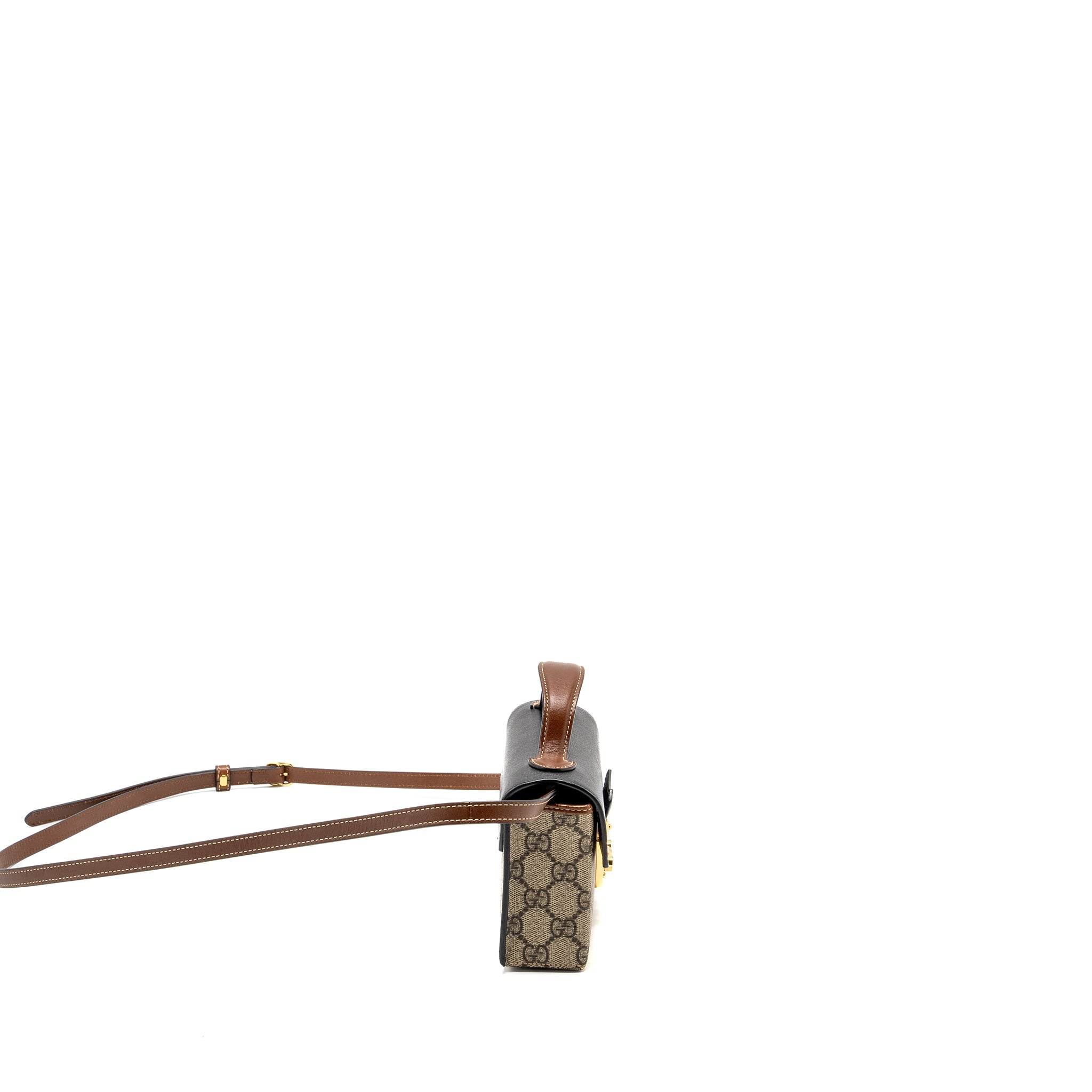 GUCCI MINI PADLOCK TOP HANDLE SHOULDER BAG GG SUPREME CANVAS GHW