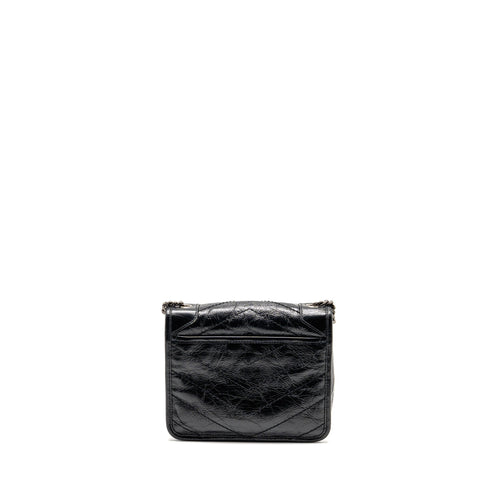 SAINT LAURENT / YSL NIKI CHAIN WALLET CRINKLED CALFSKIN BLACK SHW