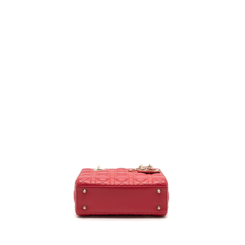 DIOR SMALL LADY DIOR LAMBSKIN RED LGHW