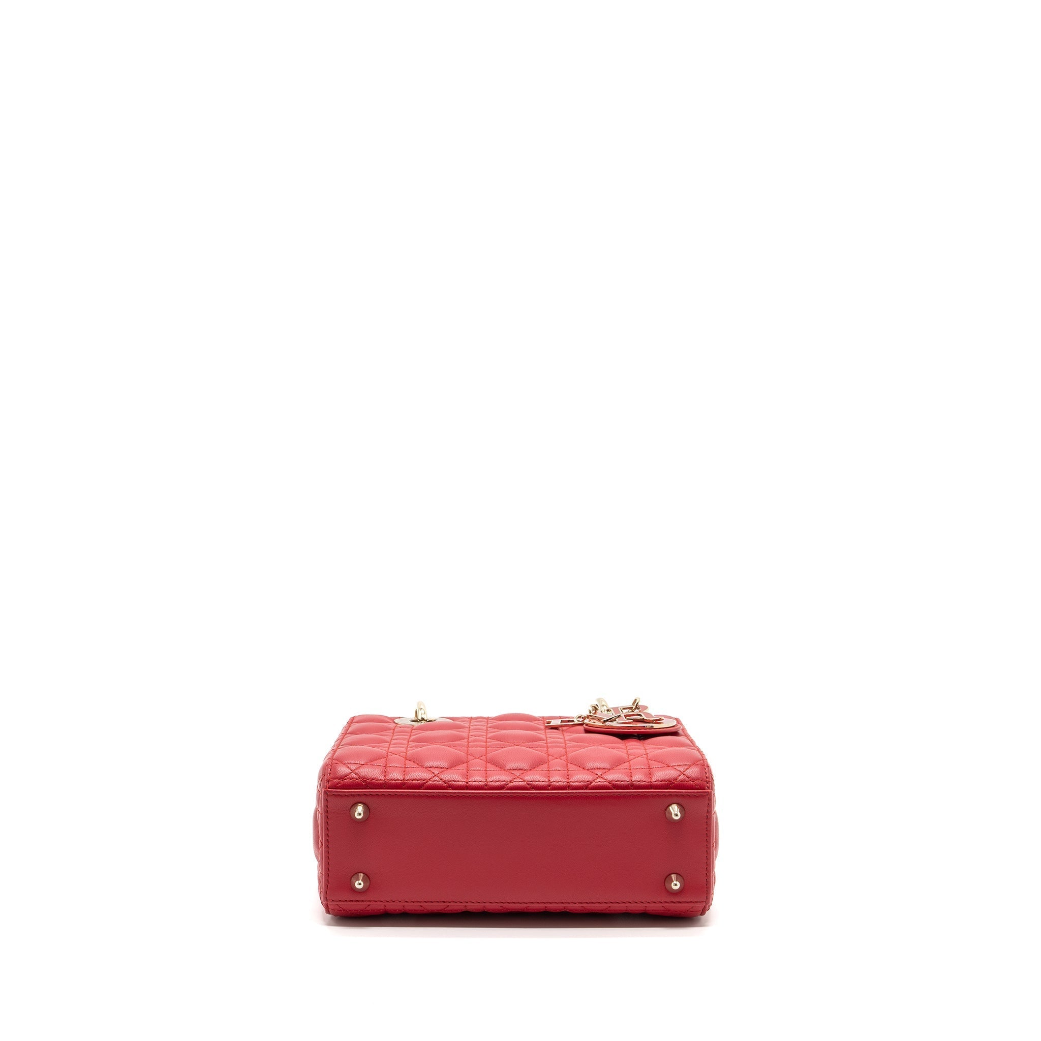 DIOR SMALL LADY DIOR LAMBSKIN RED LGHW
