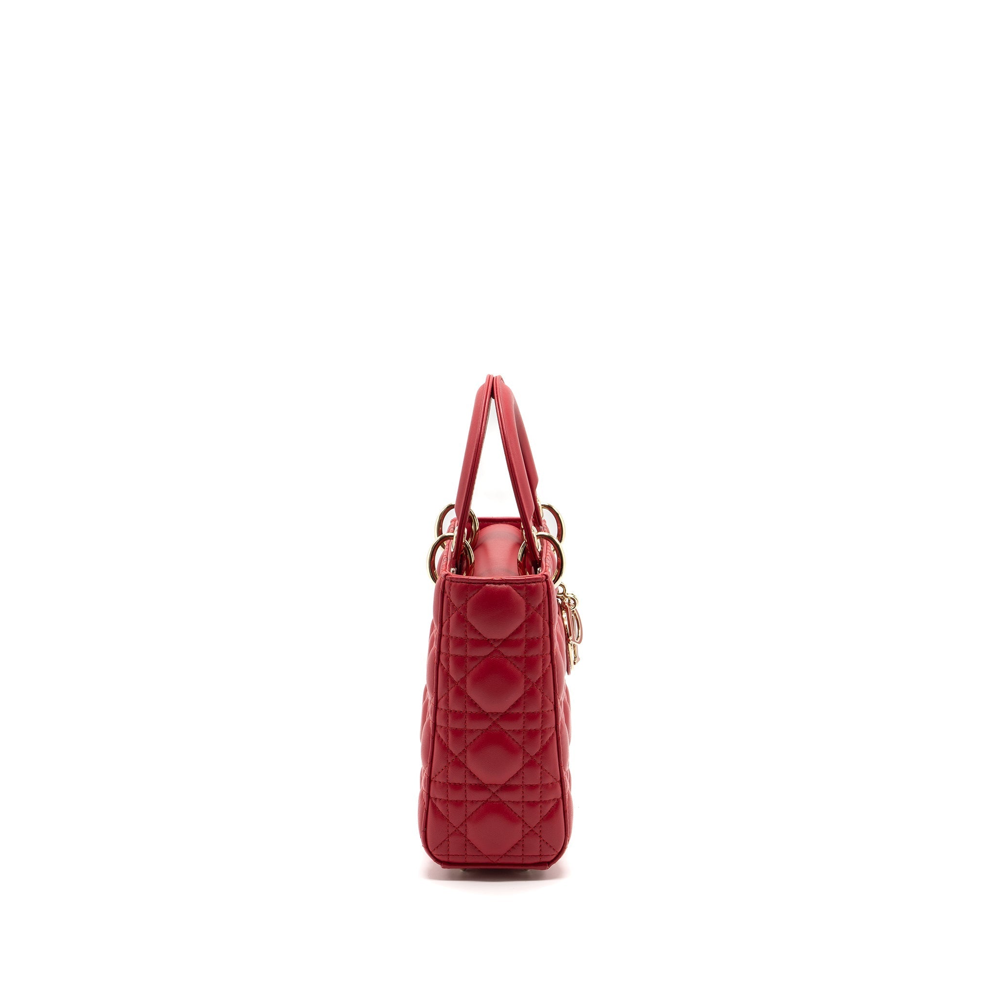 DIOR SMALL LADY DIOR LAMBSKIN RED LGHW