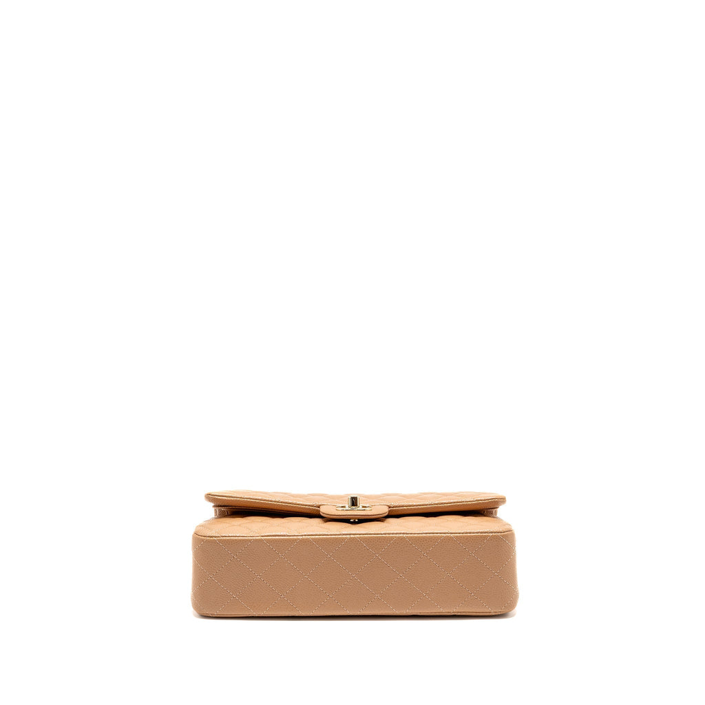 CHANEL MEDIUM CLASSIC DOUBLE FLAP BAG CAVIAR DARK BEIGE LGHW