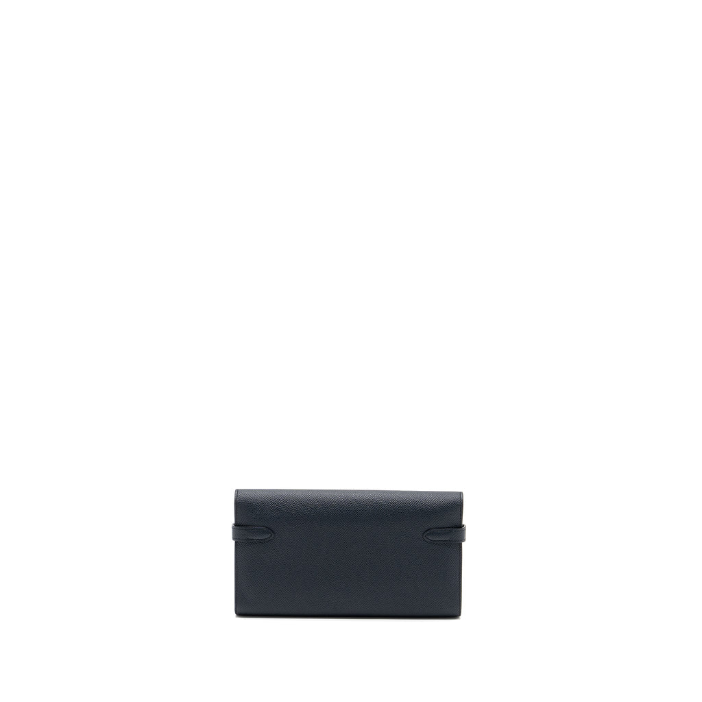Hermes Kelly Long Wallet Epsom Blue Nuit/ Purple SHW