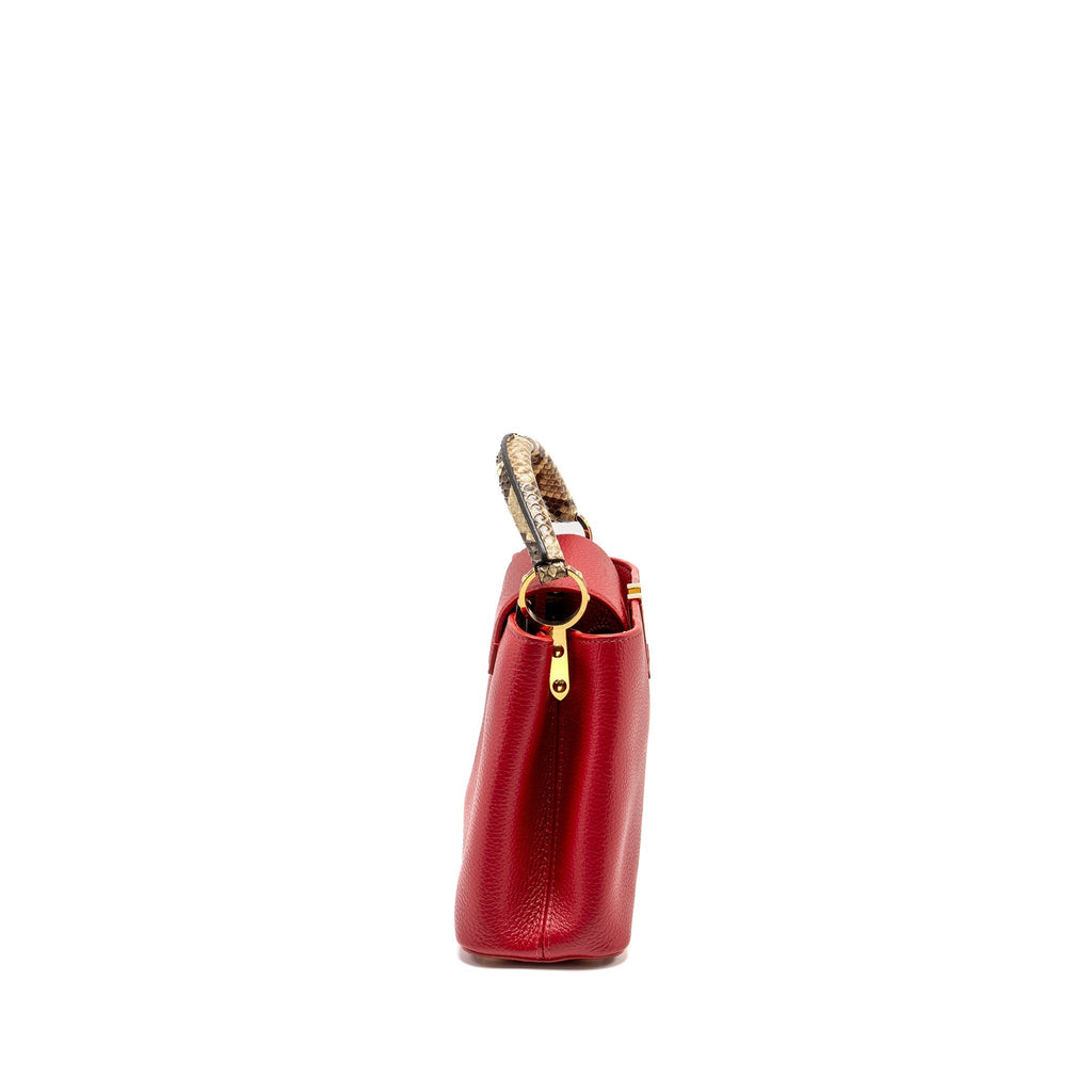 LOUIS VUITTON CAPUCINE BB WITH PYTHON HANDLE TAURILLON RED GHW