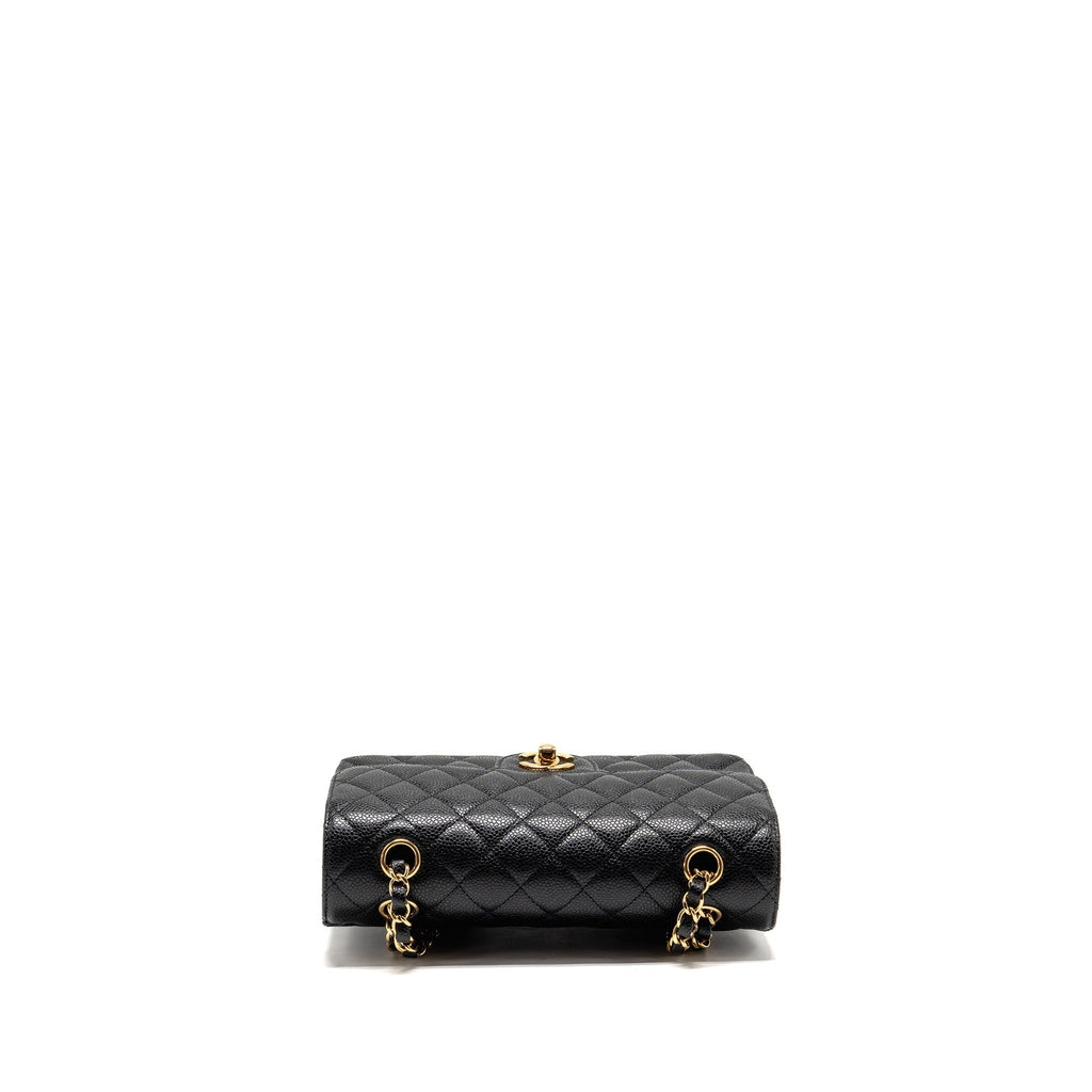 CHANEL SMALL CLASSIC DOUBLE FLAP BAG CAVIAR BLACK GHW (MICROCHIP)
