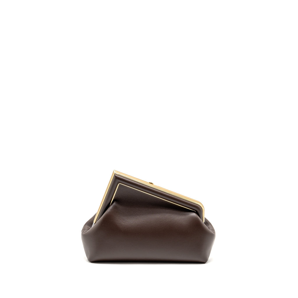 FENDI SMALL FENDI FIRST CLUTCH BAG NAPPA BROWN GHW