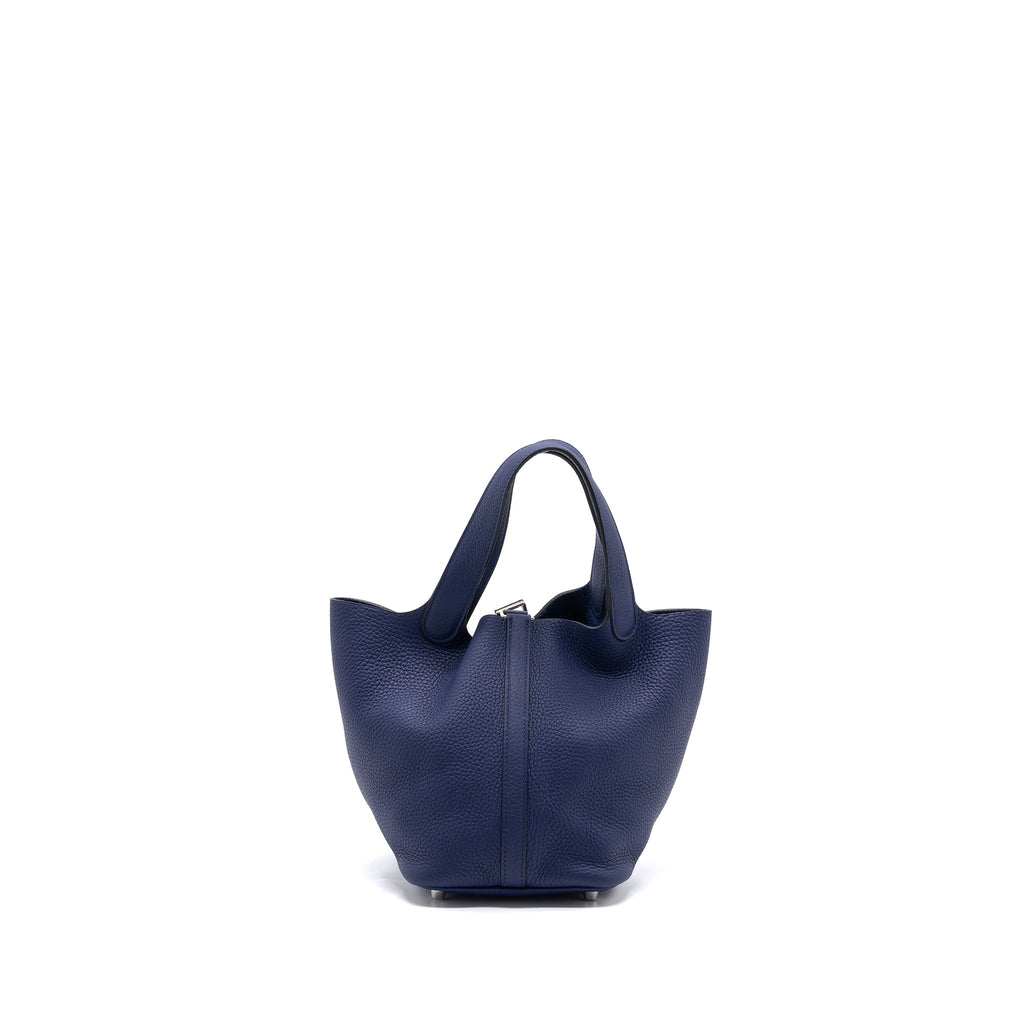 HERMES PICOTIN 18 LOCK BAG CLEMENCE BLUE ENCRE SHW