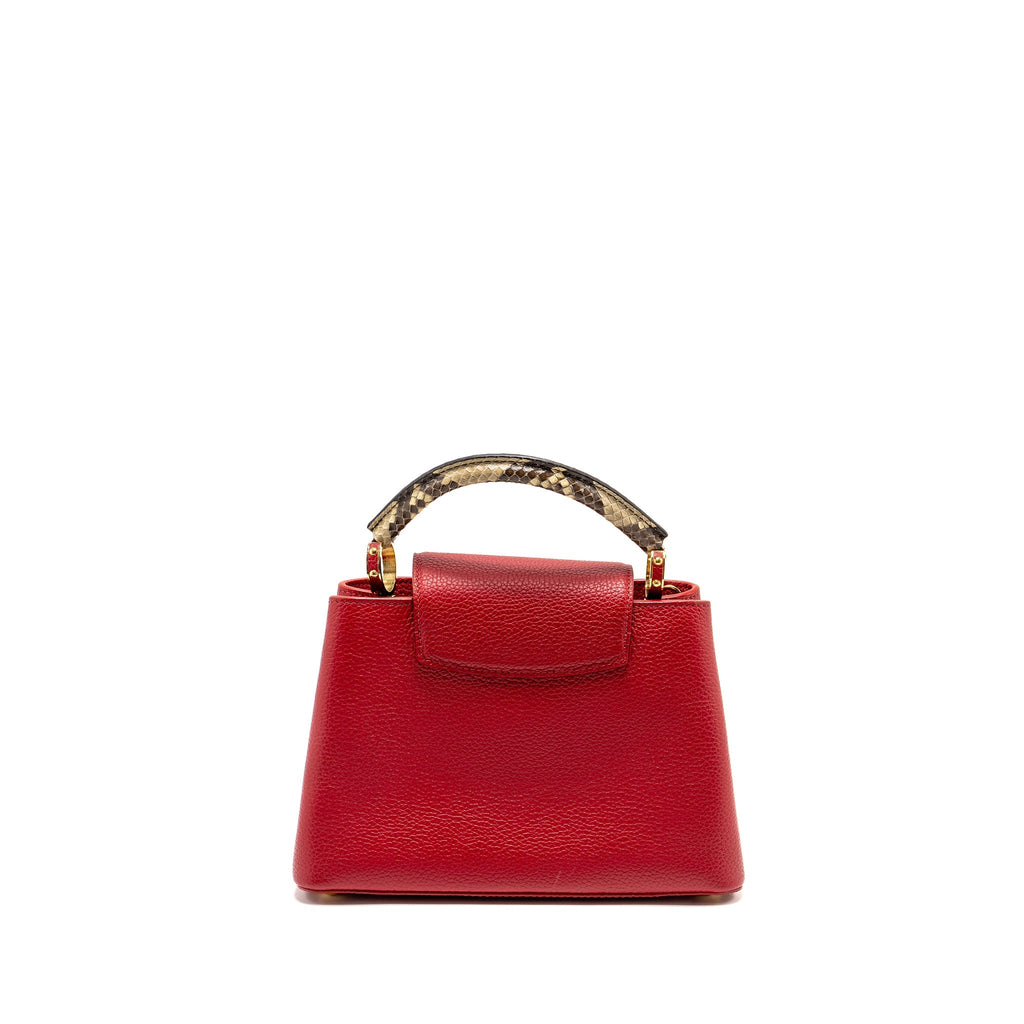 LOUIS VUITTON CAPUCINE BB WITH PYTHON HANDLE TAURILLON RED GHW