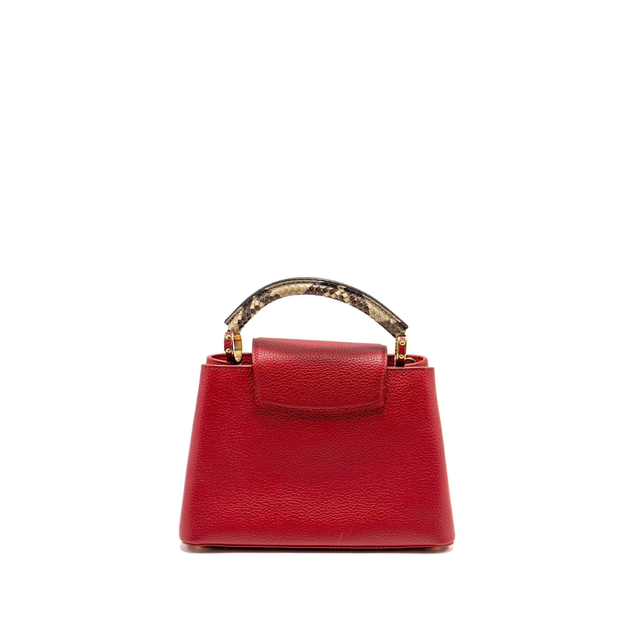LOUIS VUITTON CAPUCINE BB WITH PYTHON HANDLE TAURILLON RED GHW