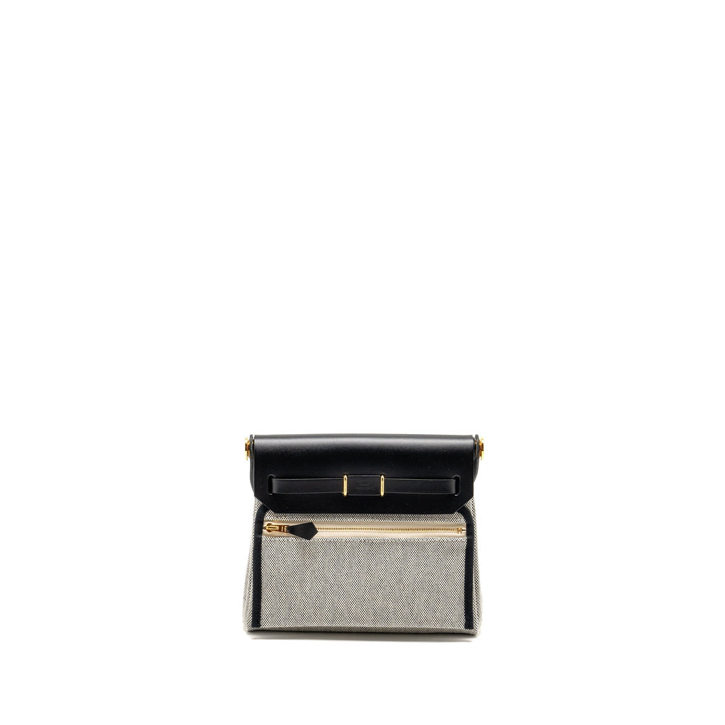 HERMES HERBAG MINI CANVAS/COWHIDE BLACK ECRU GHW
