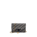 DIOR SADDLE FLAP BAG BLUE DIOR OBLIQUE EMBROIDERY GHW