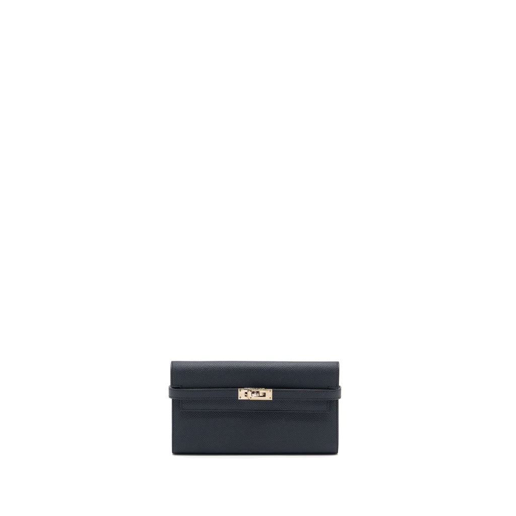 Hermes Kelly Long Wallet Epsom Blue Nuit/ Purple SHW