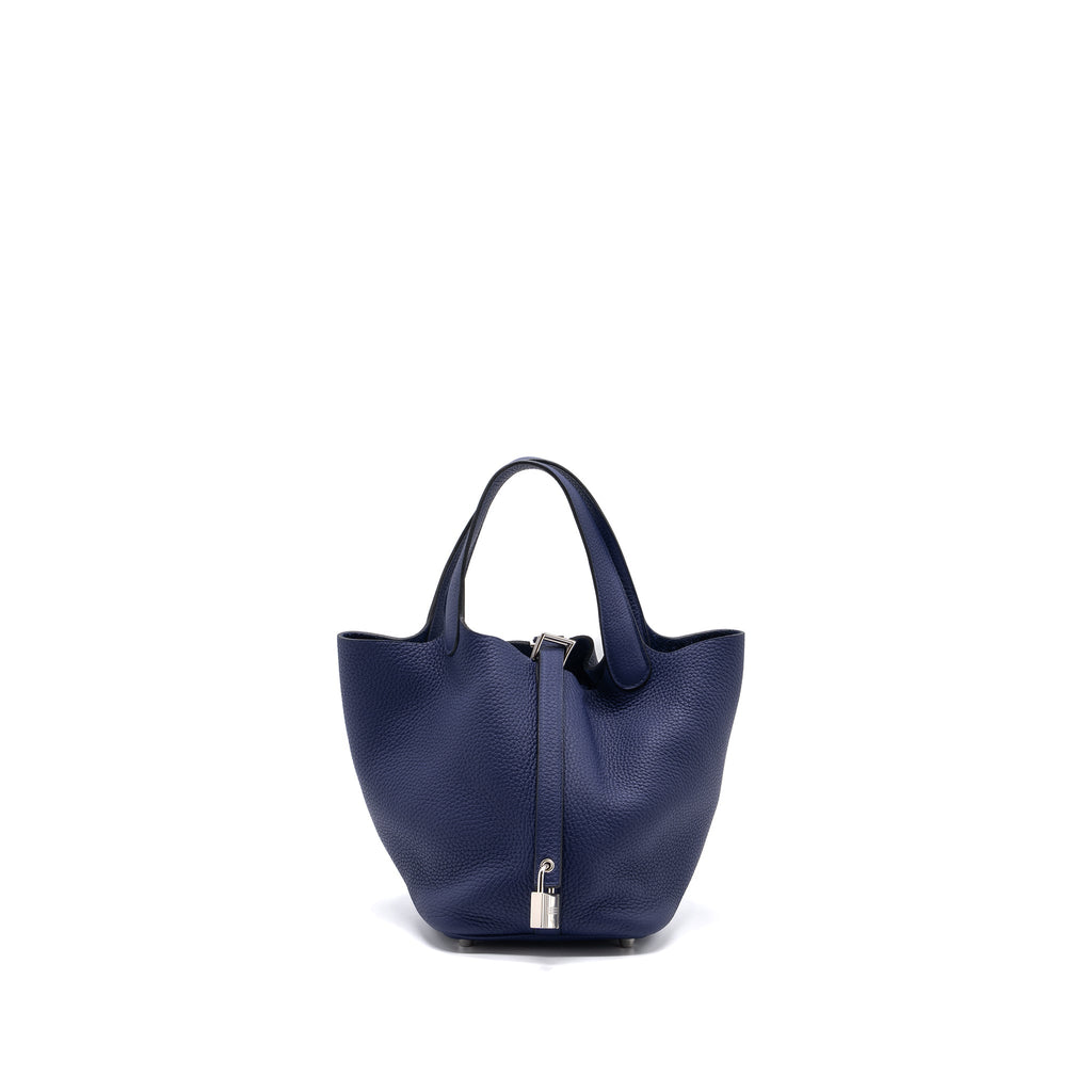 HERMES PICOTIN 18 LOCK BAG CLEMENCE BLUE ENCRE SHW