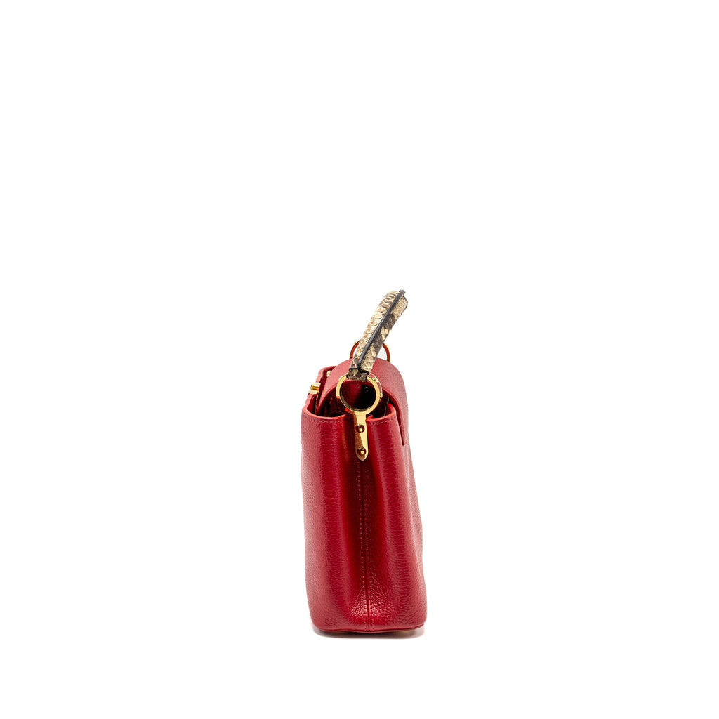 LOUIS VUITTON CAPUCINE BB WITH PYTHON HANDLE TAURILLON RED GHW