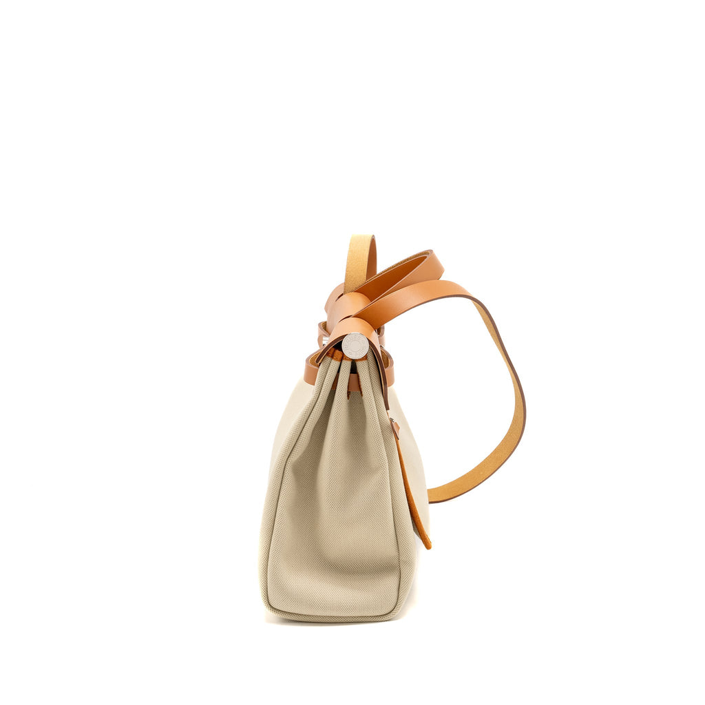 HERMES HERBAG 31 ZIP BAG TOILE MILITAIRE / VACHE HUNTER BETON/ NATURE SHW