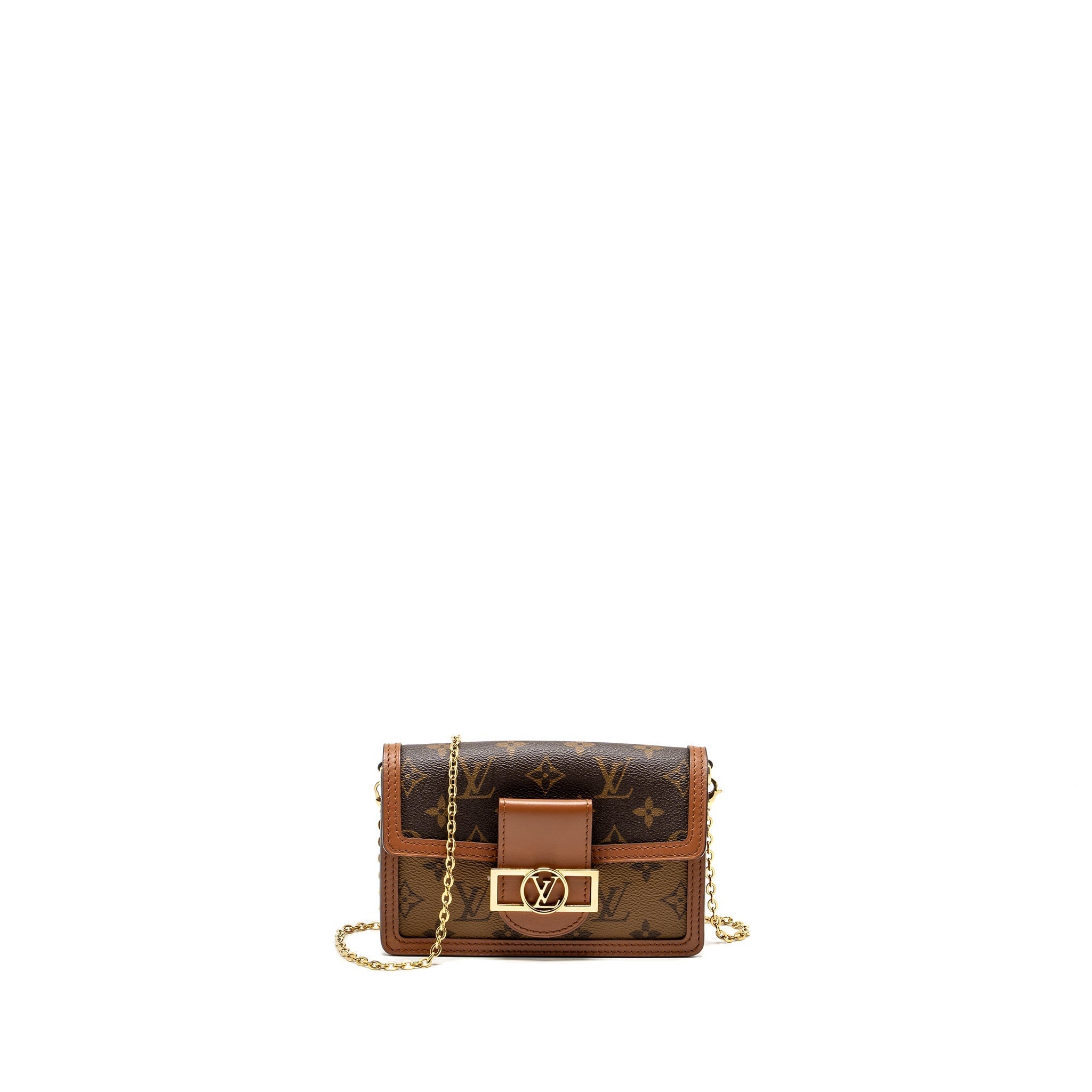 LOUIS VUITTON DAUPHINE CHAIN WALLET MONOGRAM REVERSE CANVAS GHW