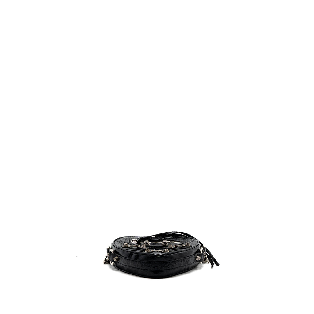BALENCIAGA LE GAGOLE HEART MINI BAG ARENA LAMBSKIN BLACK RUTHENIUM HARDWARE