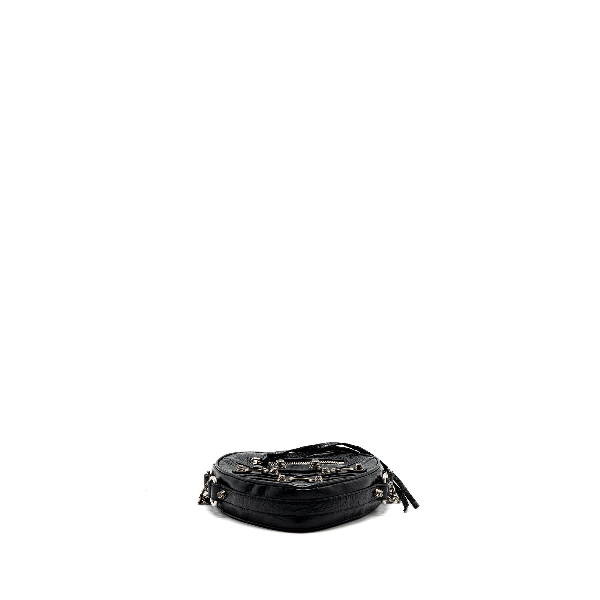 BALENCIAGA LE GAGOLE HEART MINI BAG ARENA LAMBSKIN BLACK RUTHENIUM HARDWARE