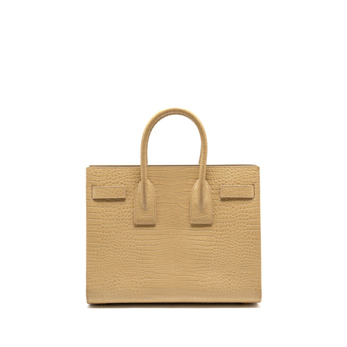SAINT LAURENT /YSL SAC DE JOUR CROC-EMBOSSED CALFSKIN BEIGE GHW