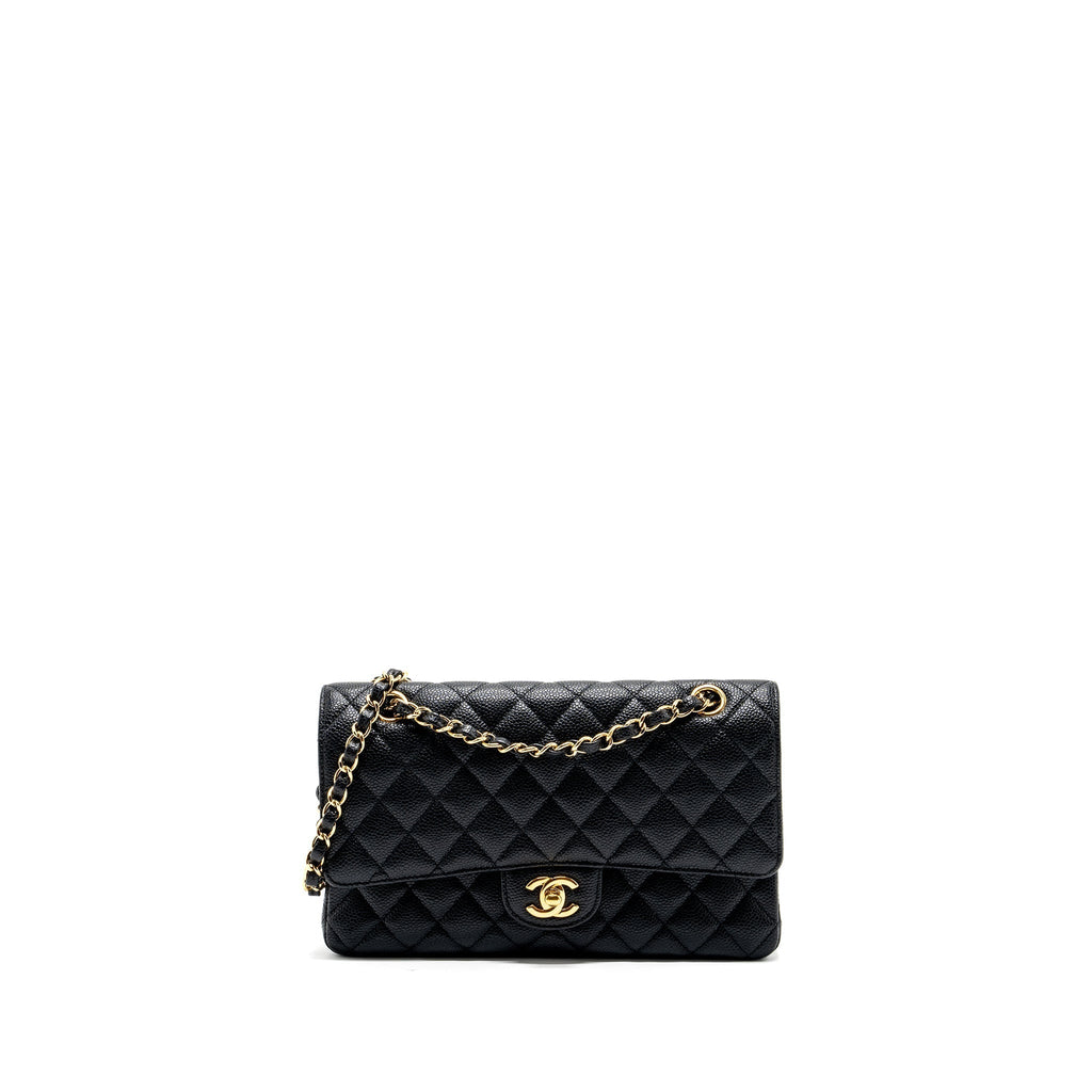CHANEL MEDIUM CLASSIC DOUBLE FLAP BAG CAVIAR BLACK GHW