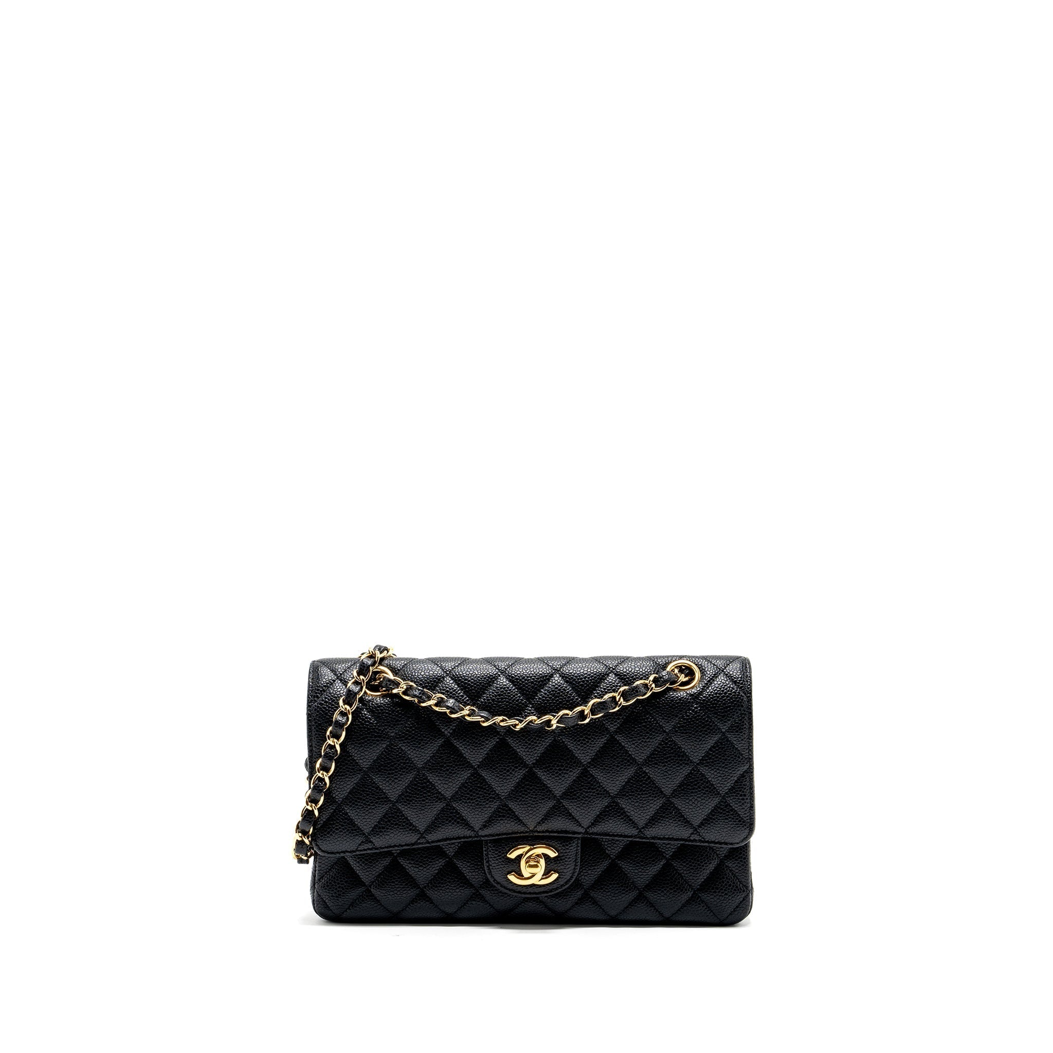 CHANEL MEDIUM CLASSIC DOUBLE FLAP BAG CAVIAR BLACK GHW