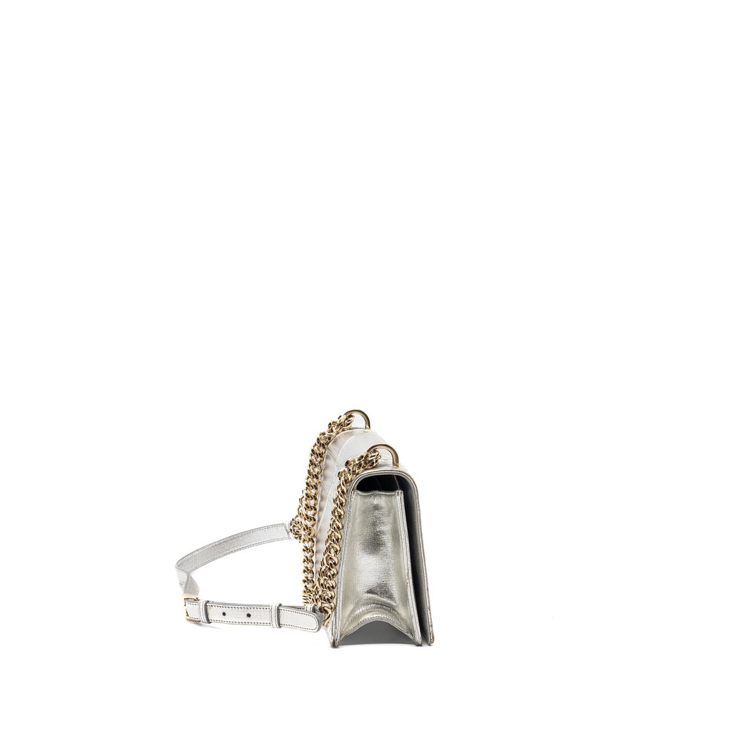 DIOR DIORAMA BAG GOATSKIN METALLIC SILVER LGHW