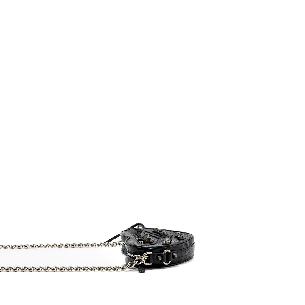BALENCIAGA LE GAGOLE HEART MINI BAG ARENA LAMBSKIN BLACK RUTHENIUM HARDWARE