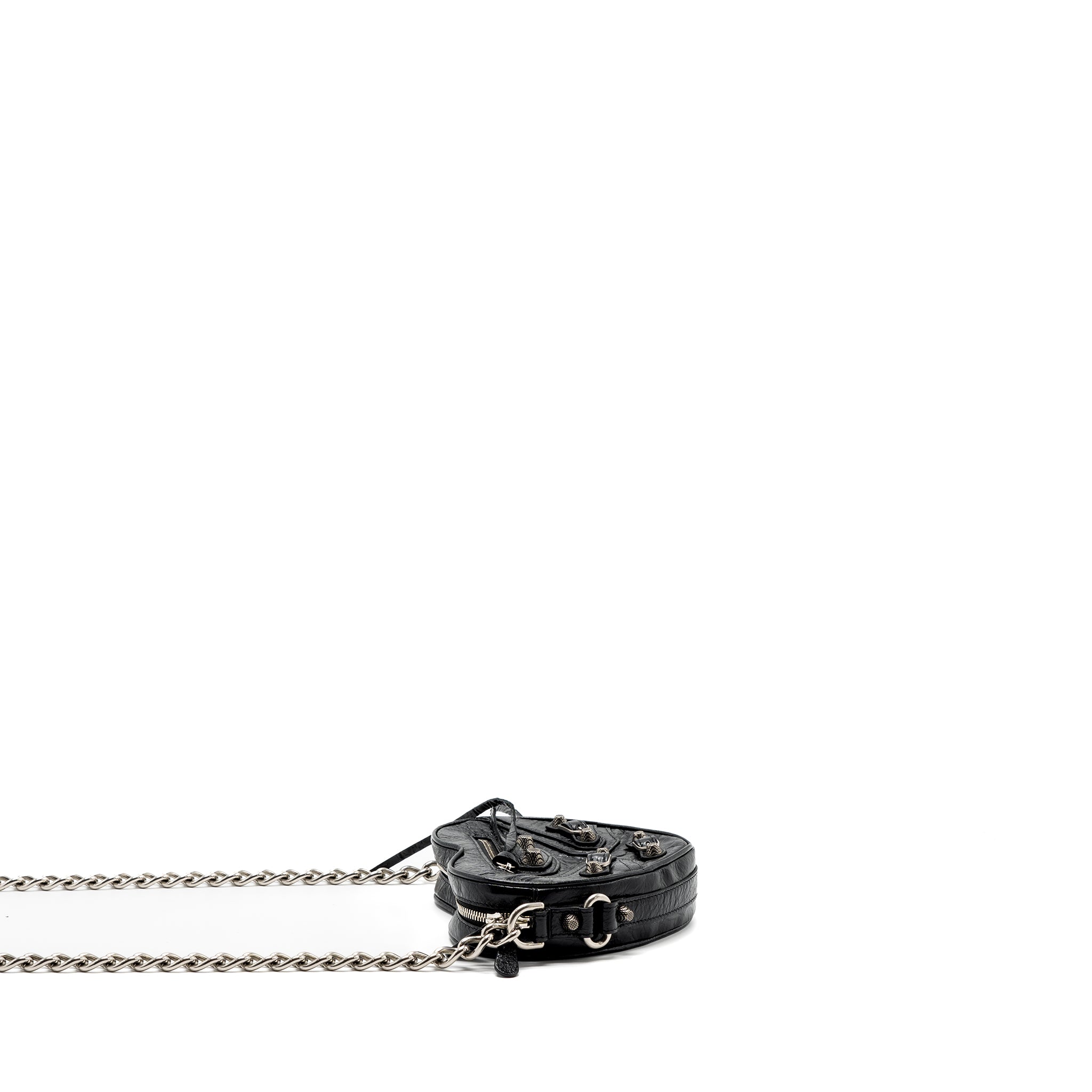 BALENCIAGA LE GAGOLE HEART MINI BAG ARENA LAMBSKIN BLACK RUTHENIUM HARDWARE
