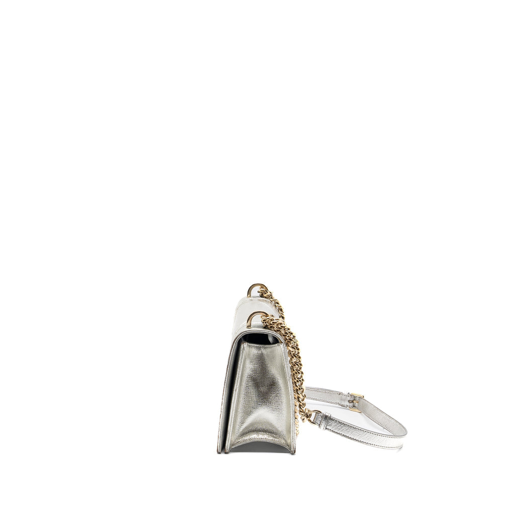 DIOR DIORAMA BAG GOATSKIN METALLIC SILVER LGHW