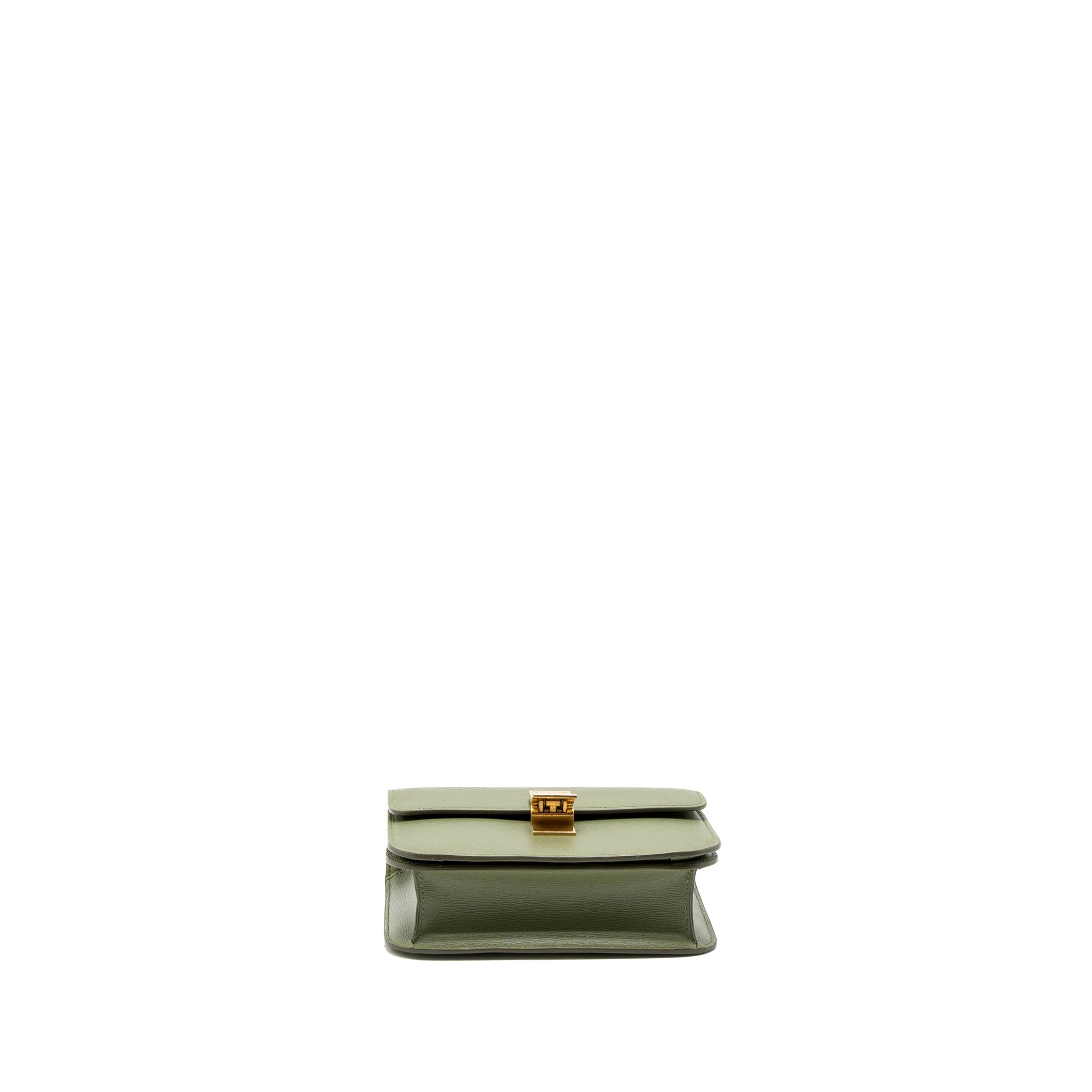 CELINE TEEN BOX BAG CALFSKIN LIGHT KHAKI GHW