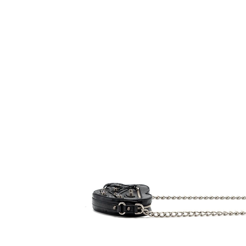 BALENCIAGA LE GAGOLE HEART MINI BAG ARENA LAMBSKIN BLACK RUTHENIUM HARDWARE