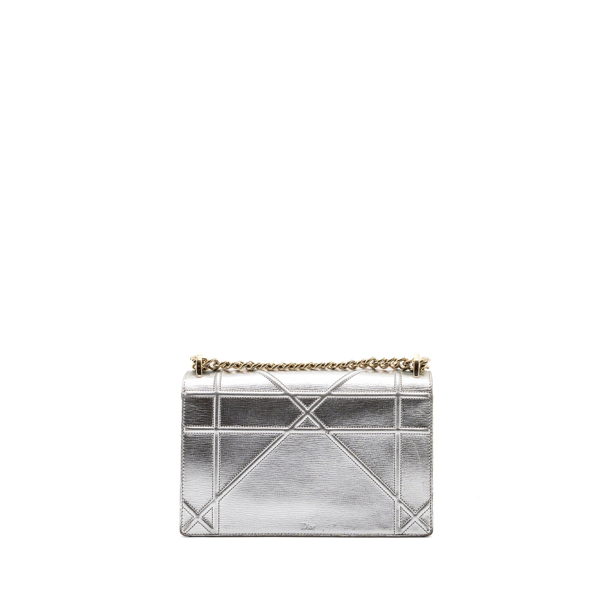 DIOR DIORAMA BAG GOATSKIN METALLIC SILVER LGHW