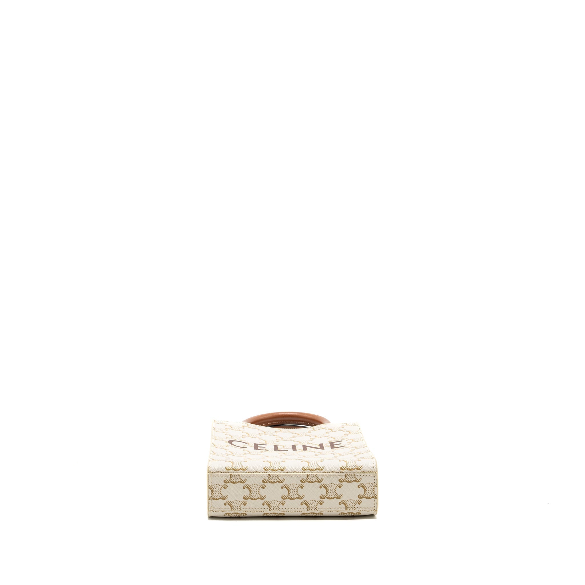 CELINE MINI VERTICAL CABAS TRIOMPHE CANVAS/CALFSKIN WHITE GHW