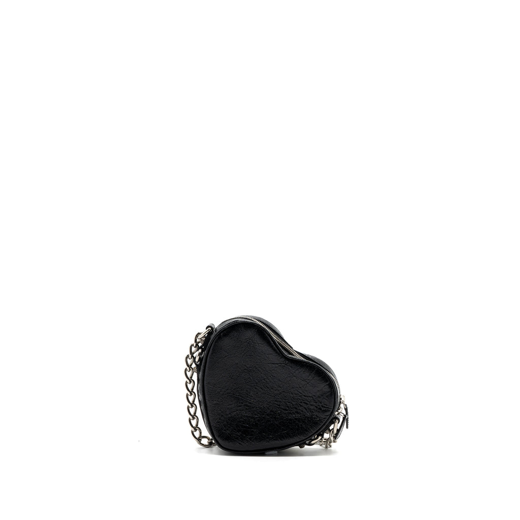 BALENCIAGA LE GAGOLE HEART MINI BAG ARENA LAMBSKIN BLACK RUTHENIUM HARDWARE