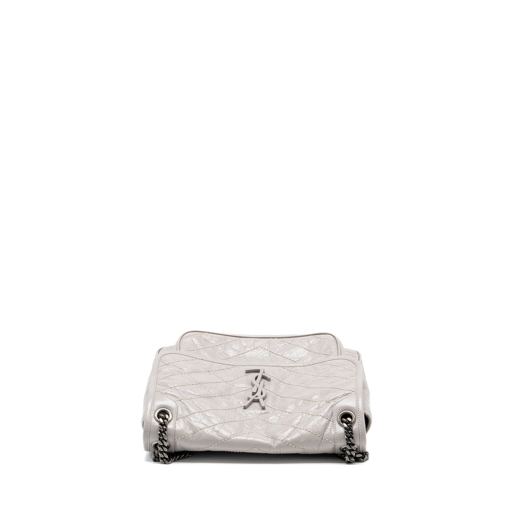 SAINT LAURENT MEDIUM NIKI BAG CALFSKIN GREY RUTHENIUM HARDWARE