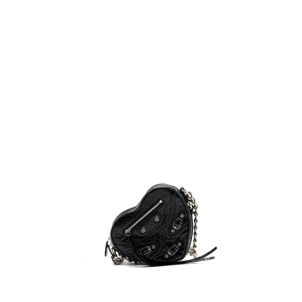 BALENCIAGA LE GAGOLE HEART MINI BAG ARENA LAMBSKIN BLACK RUTHENIUM HARDWARE
