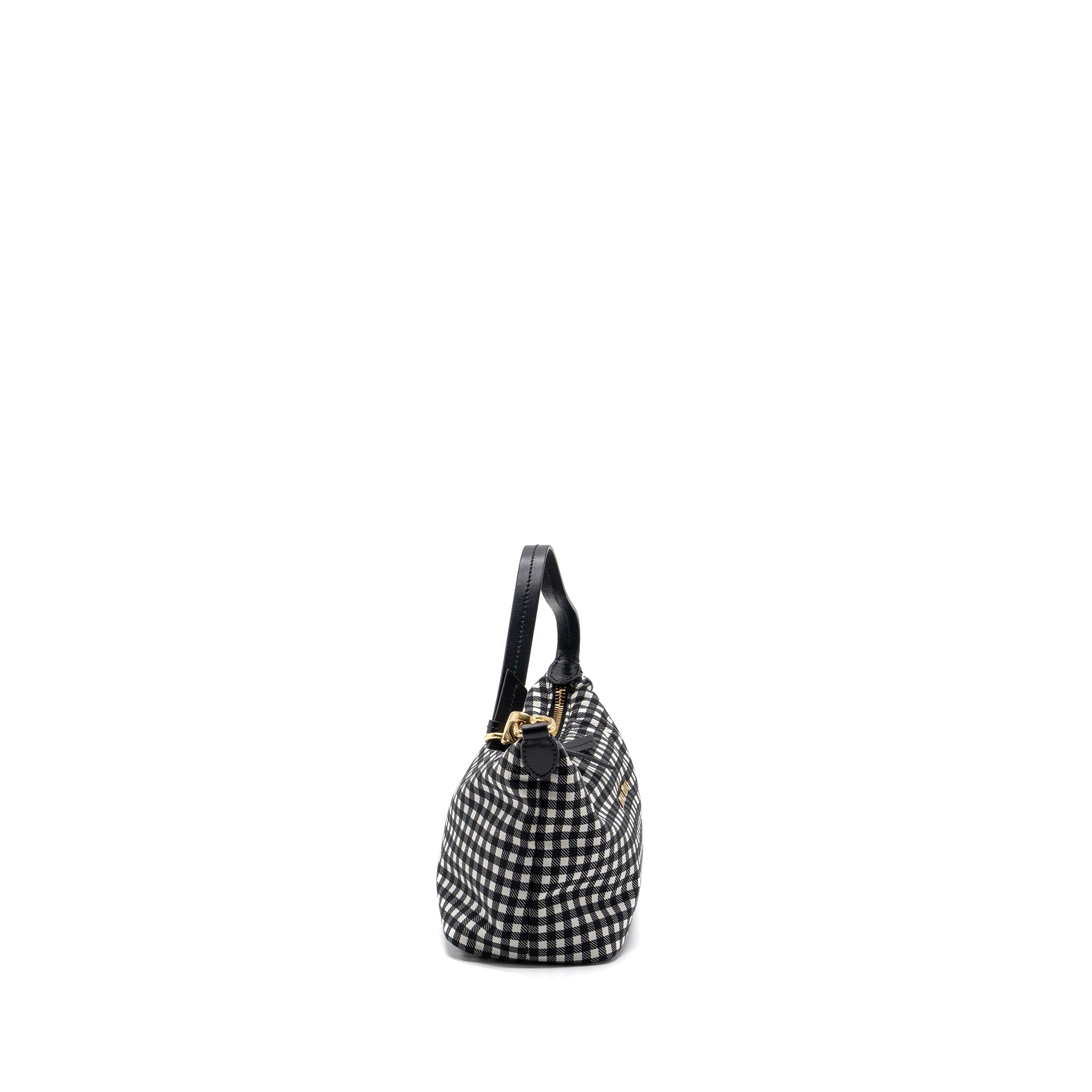 MIU MIU SPIRIT PRINTED FAILLE MINI-BAG NYLON BLACK / WHITE GHW