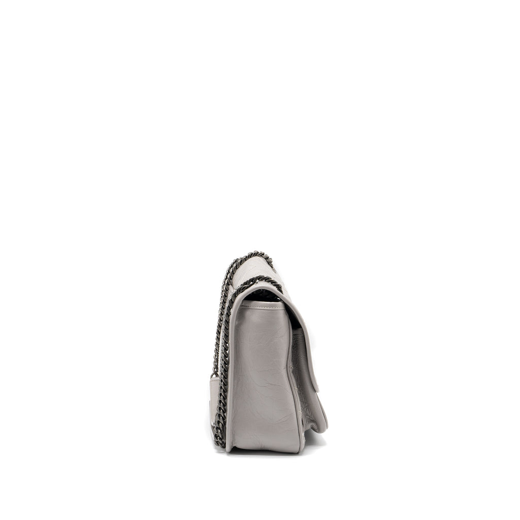 SAINT LAURENT MEDIUM NIKI BAG CALFSKIN GREY RUTHENIUM HARDWARE