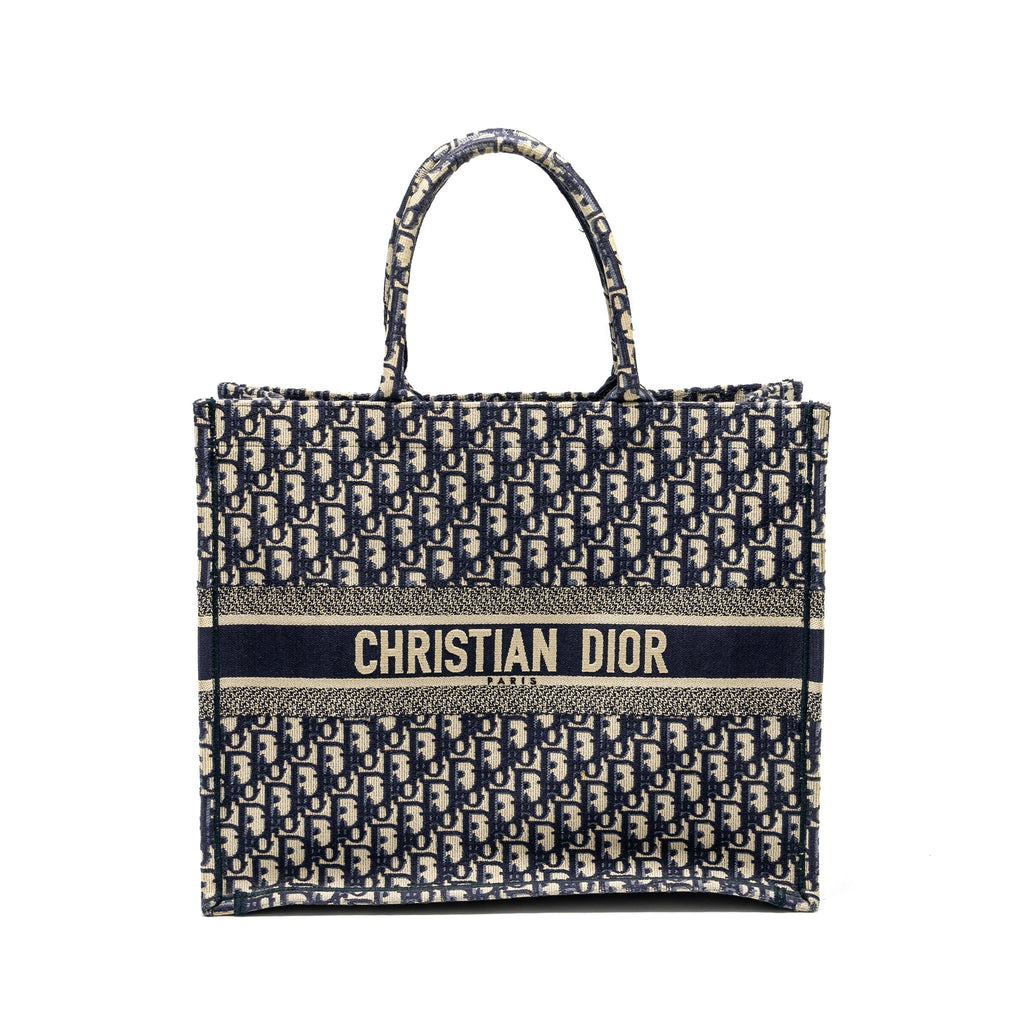 DIOR LARGE BOOK TOTE BLUE OBLIQUE EMBROIDERY