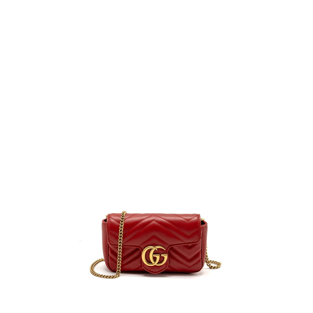 GUCCI MINI GG MARMONT CALFSKIN RED GHW
