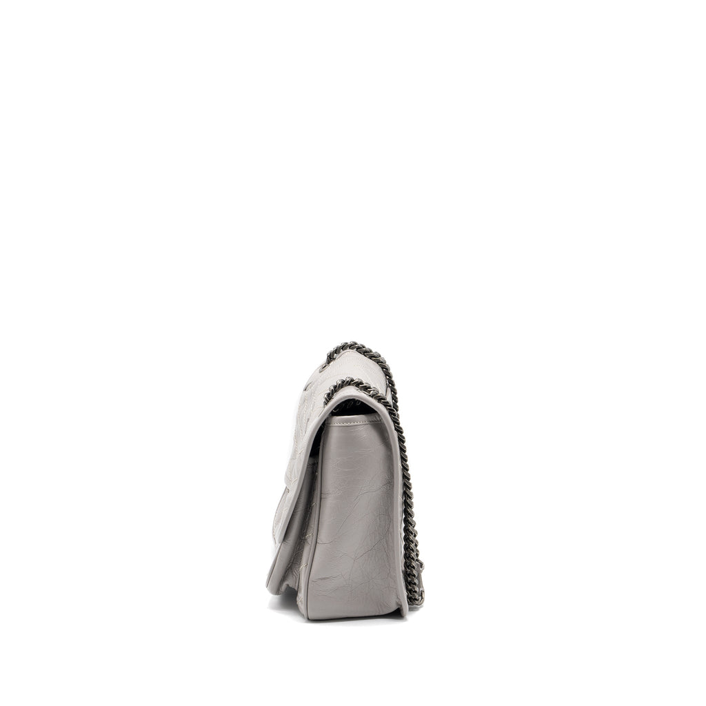 SAINT LAURENT MEDIUM NIKI BAG CALFSKIN GREY RUTHENIUM HARDWARE