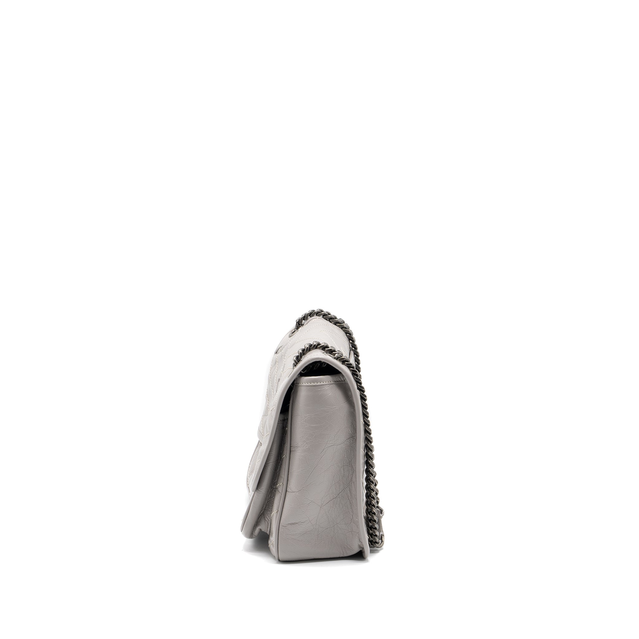 SAINT LAURENT MEDIUM NIKI BAG CALFSKIN GREY RUTHENIUM HARDWARE
