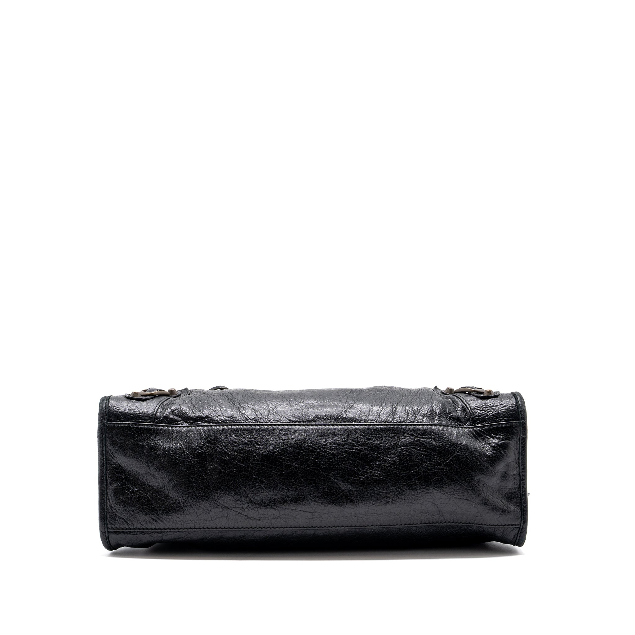 BALENCIAGA CLASSIC CITY BAG LEATHER BLACK RUTHENIUM GOLD HARDWARE