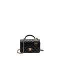 CHANEL TOP HANDLE MINI RECTANGULAR FLAP BAG WITH LION CHARM LAMBSKIN BLACK LGHW (MICROCHIP)
