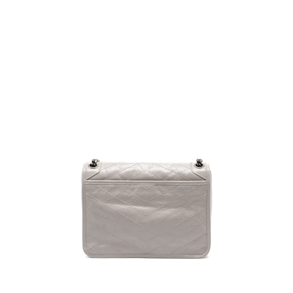 SAINT LAURENT MEDIUM NIKI BAG CALFSKIN GREY RUTHENIUM HARDWARE