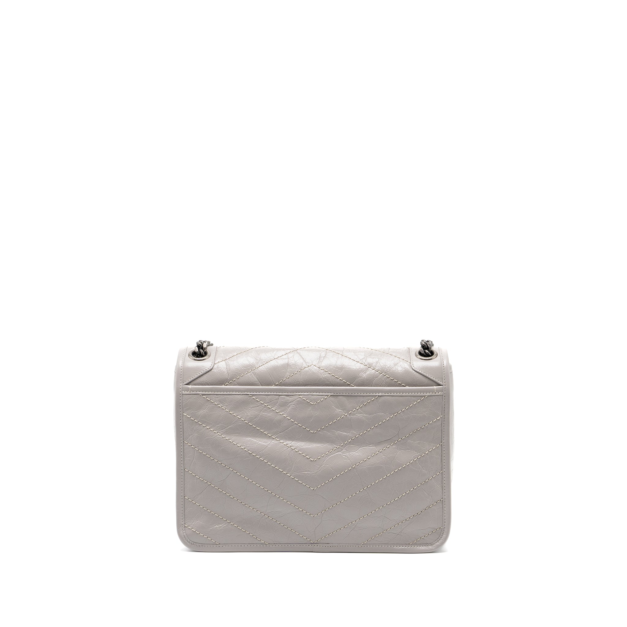 SAINT LAURENT MEDIUM NIKI BAG CALFSKIN GREY RUTHENIUM HARDWARE